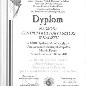 XXIII Schola Cantorum - dyplom