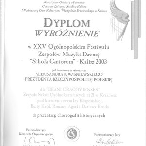XXV Schola Cantorum - dyplom