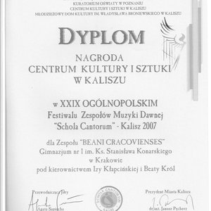 XXIX Schola Cantorum - dyplom