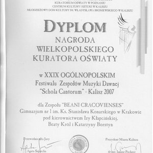 XXIX Schola Cantorum - dyplom